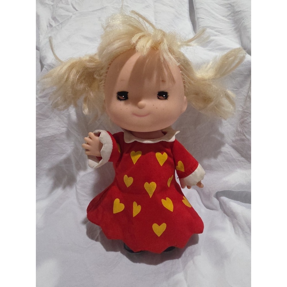 Vintage 1976 Blonde Doll With Red Dress And Shoes, Some Markings, collectible